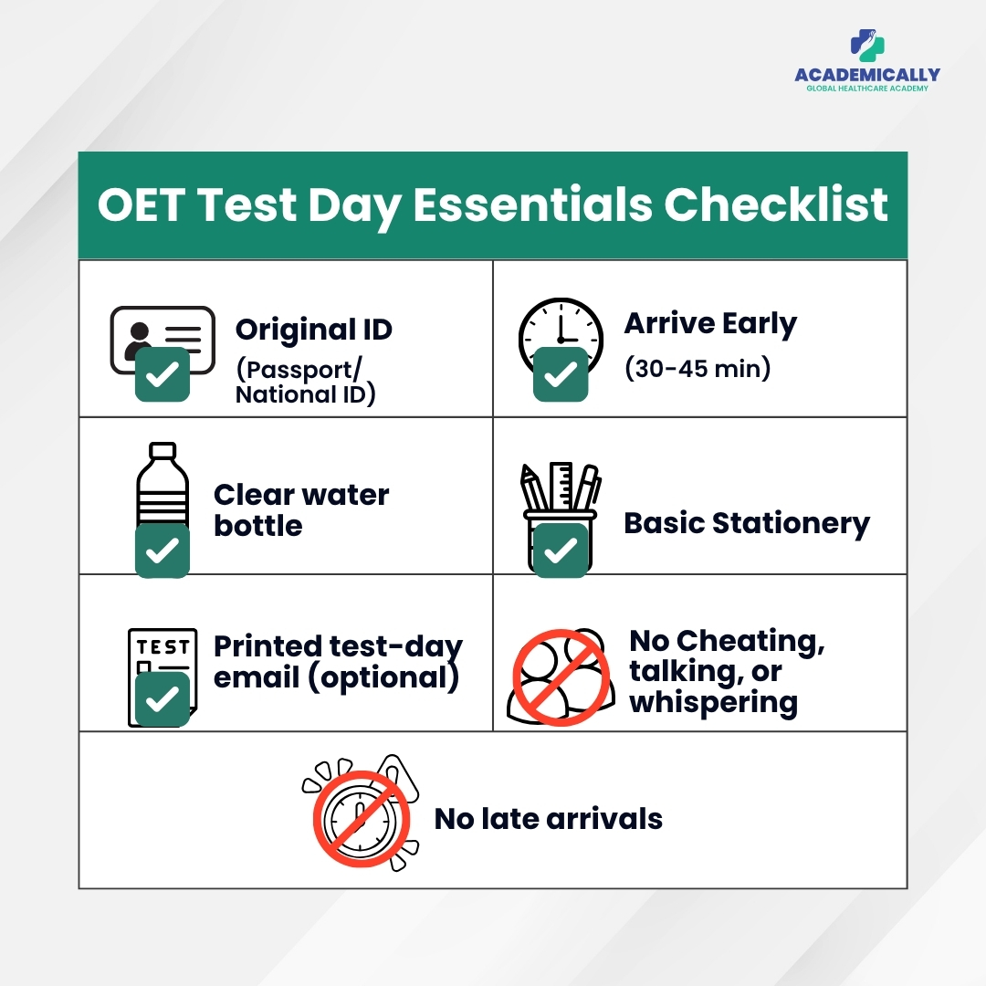 OET TEST DAy Essentials Checklist