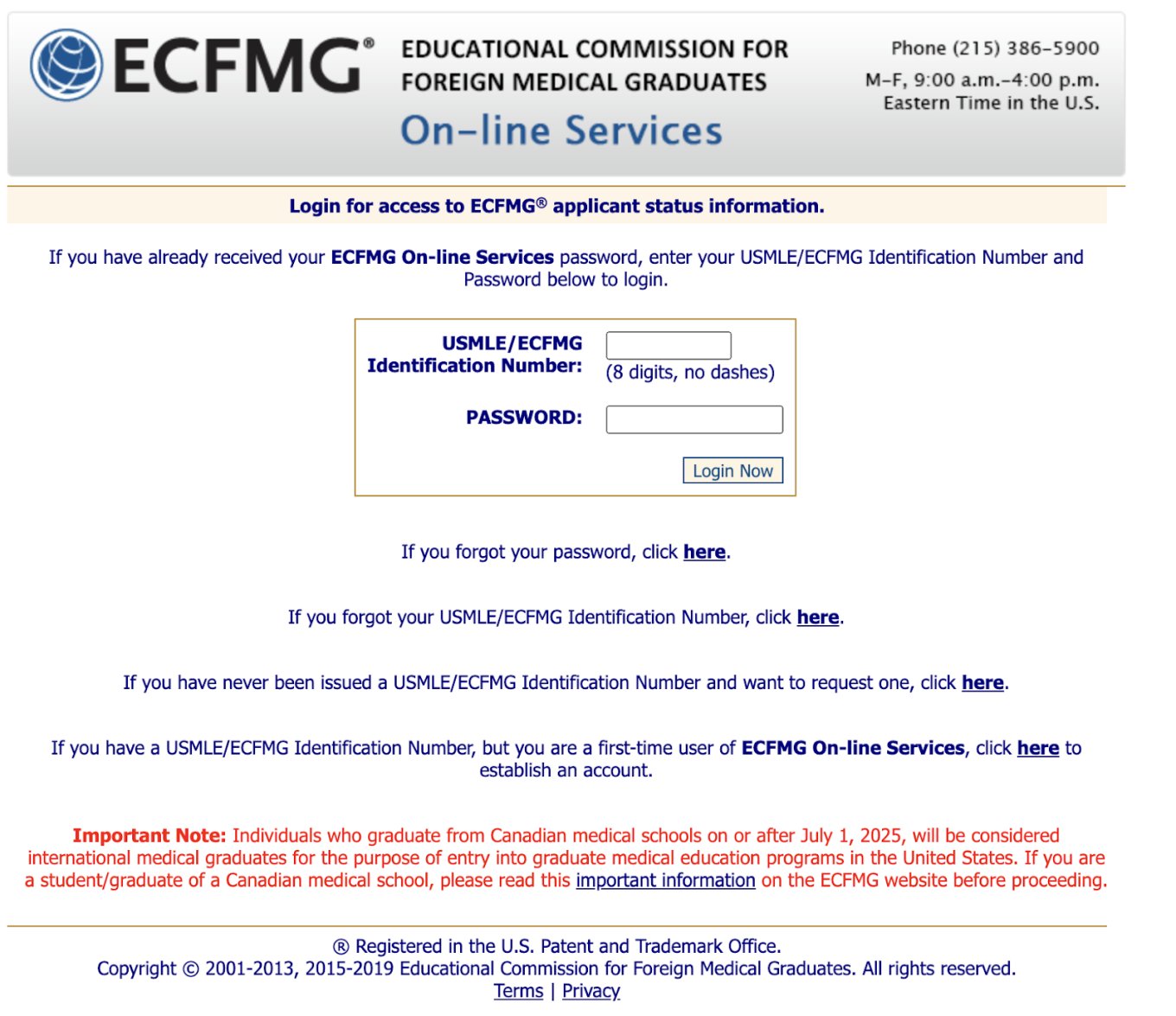 ECFMG Register for a USMLE ID