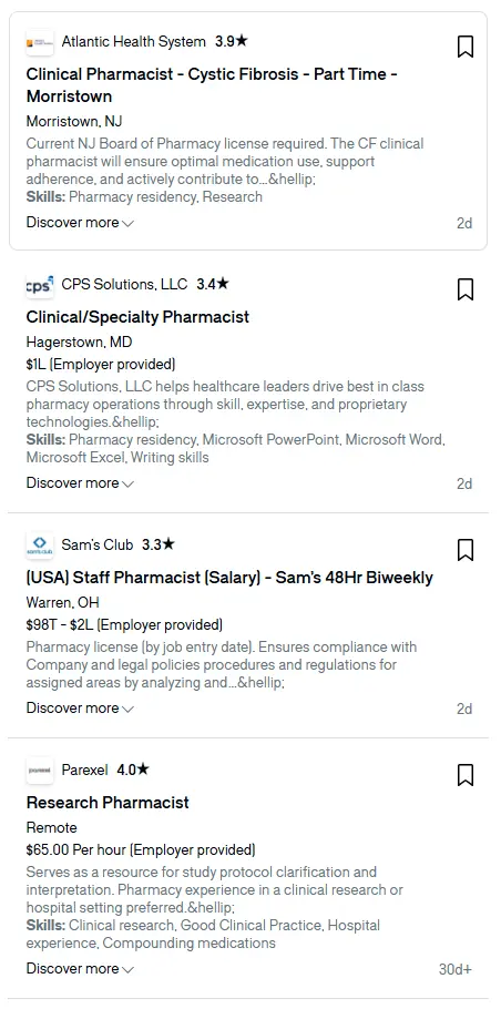 United States Job Opportunities for pharmd