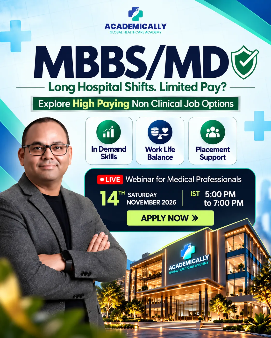 Join our FREE webinar to explore high-paying non-clinical jobs for MBBS and MD doctors.